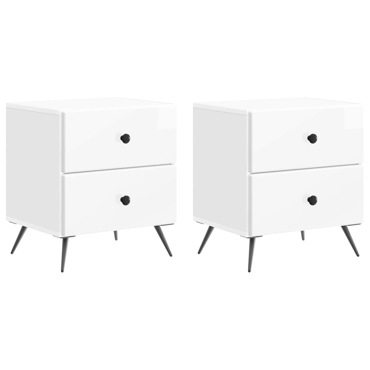 Armadio da Notte 2 pcs Bianco Lucido 43 x 34,5 x 47,5 cm