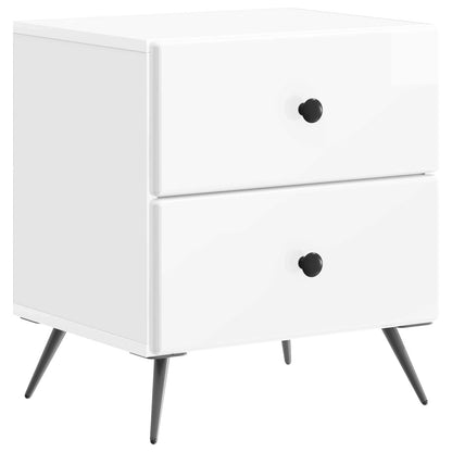 Armadio da Notte 2 pz Bianco Lucido 43 x 34,5 x 47,5 cm