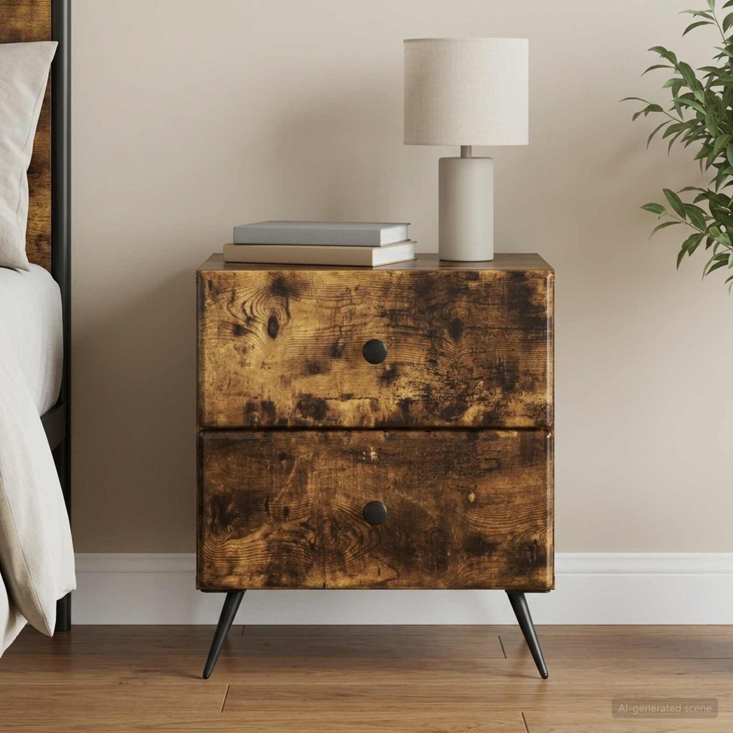 Armadio da Notte con cassetto Rovere Fumo 43 x 34,5 x 47,5 cm