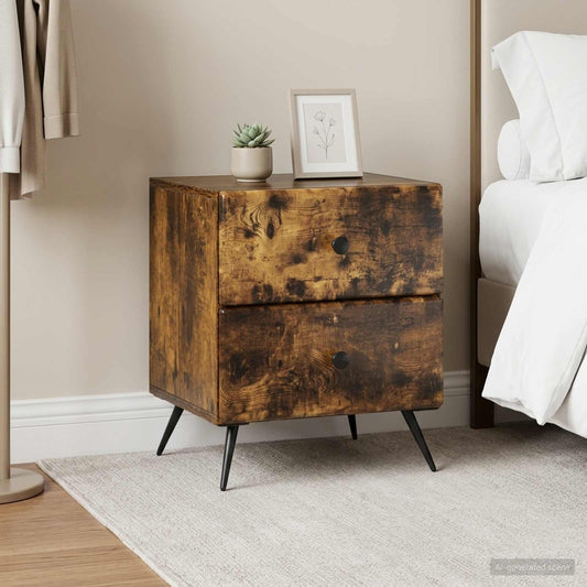Armadio da Notte 2 pz Rovere Fumo 43 x 34,5 x 47,5 cm