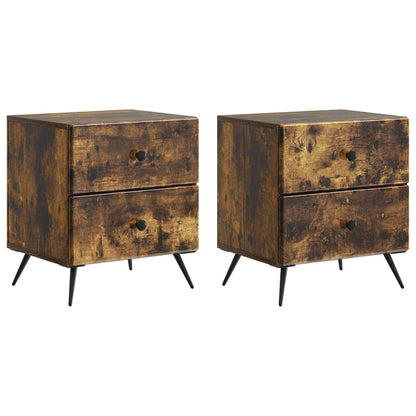 Armadio da Notte 2 pcs Rovere Fumo 43 x 34,5 x 47,5 cm
