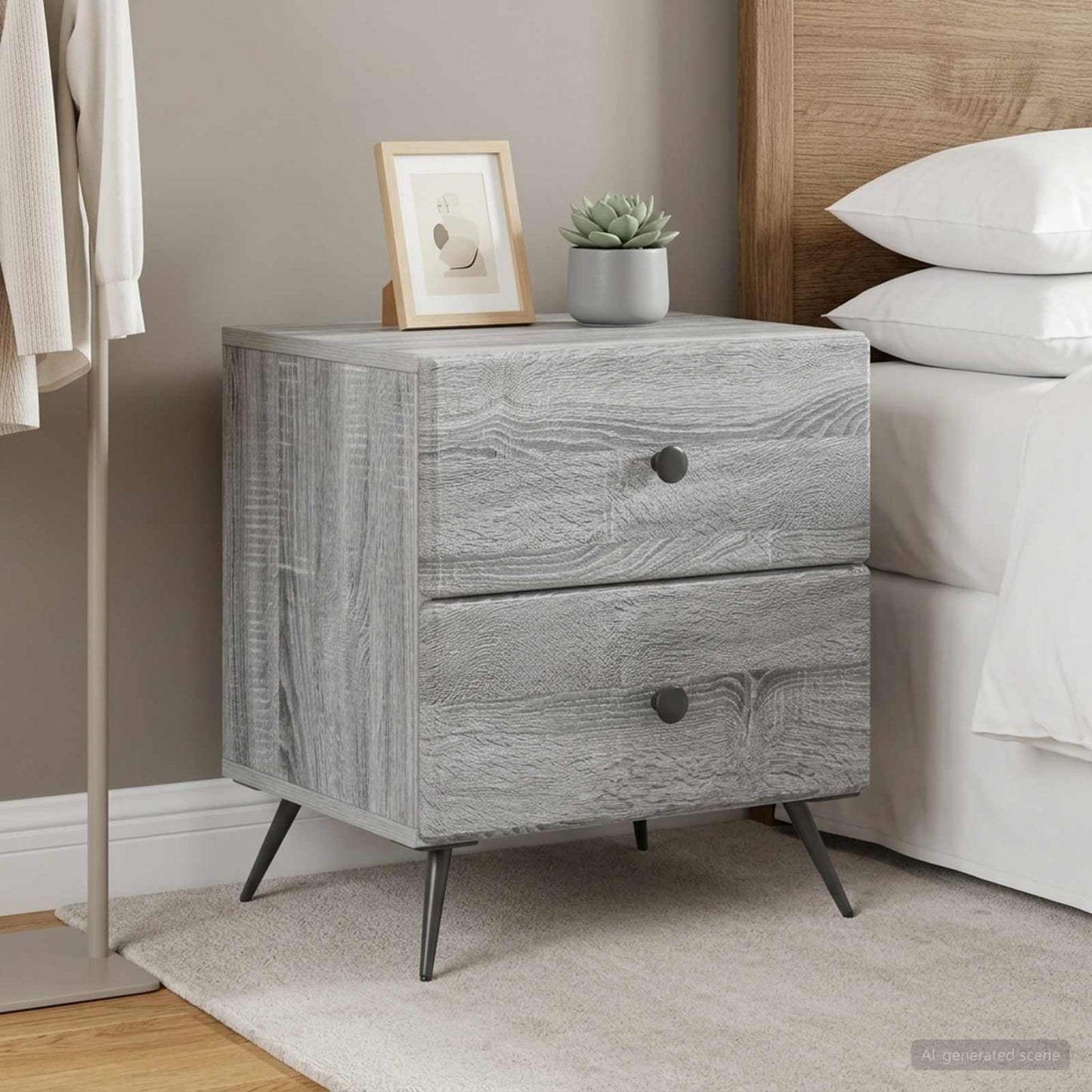 Armadio da Notte 2 pz Grigio Sonoma 43 x 34,5 x 47,5 cm
