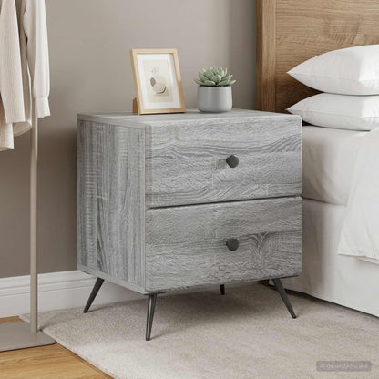 Armadio da Notte 2 pz Grigio Sonoma 43 x 34,5 x 47,5 cm
