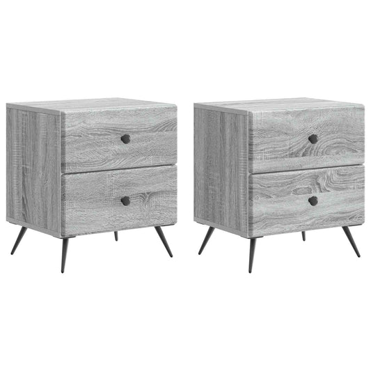 Armadio da Notte 2 pcs Grigio Sonoma 43 x 34,5 x 47,5 cm