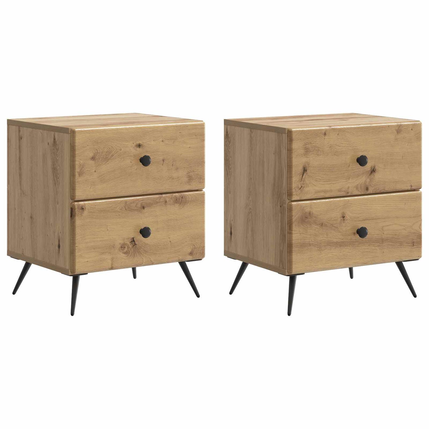 Armadio da Notte 2 pcs Rovere Artigianale 43 x 34,5 x 47,5 cm