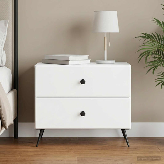 Armadio da Notte con cassetto Bianco 62 x 34,5 x 47,5 cm | homemem39