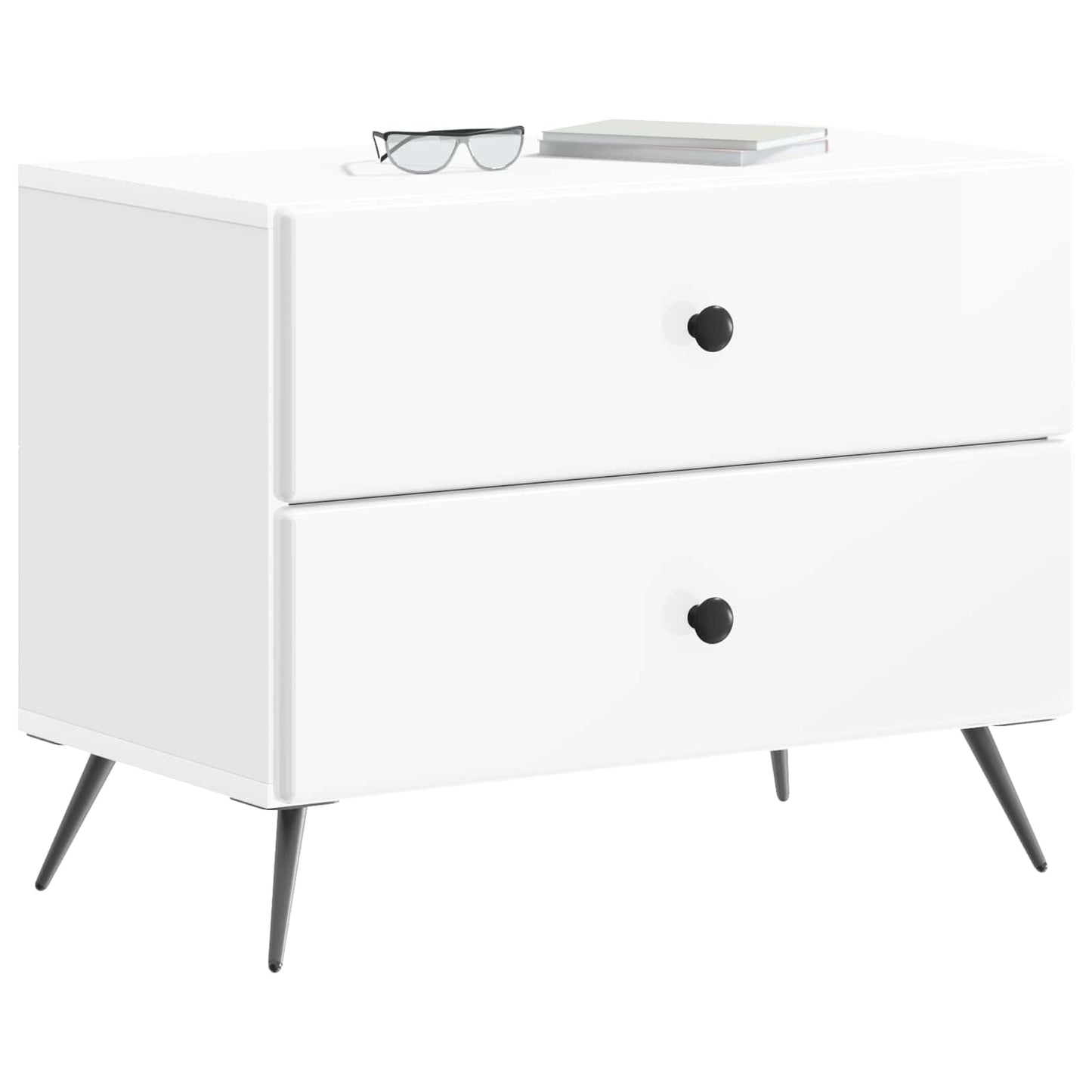 Armadio da Notte Bianco Lucido 62 x 34,5 x 47,5 cm