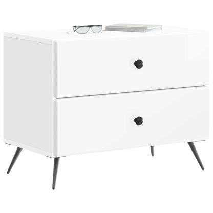 Armadio da Notte Bianco Lucido 62 x 34,5 x 47,5 cm