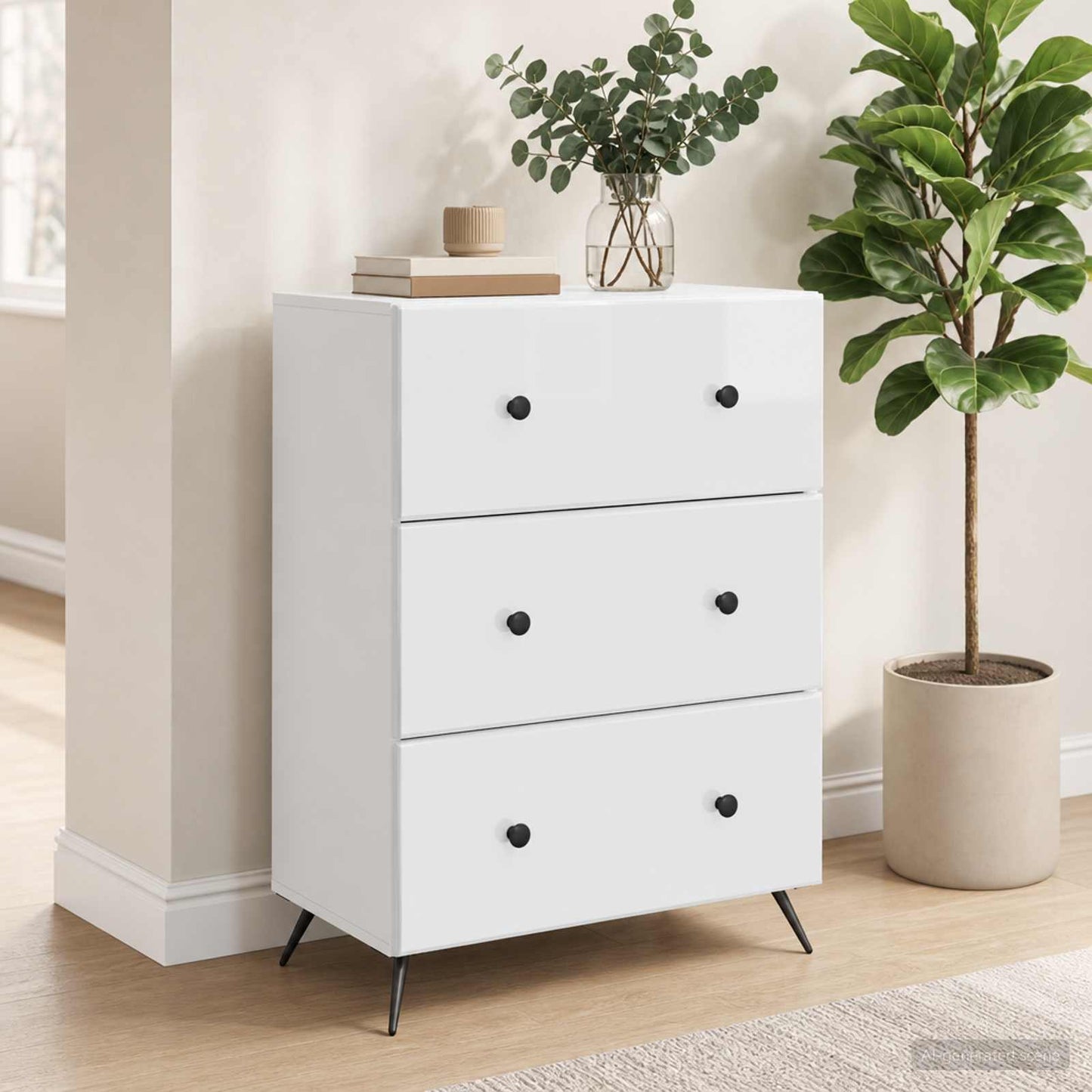 Mobile con Cassetti Bianco Lucido 66 x 34,5 x 90 cm
