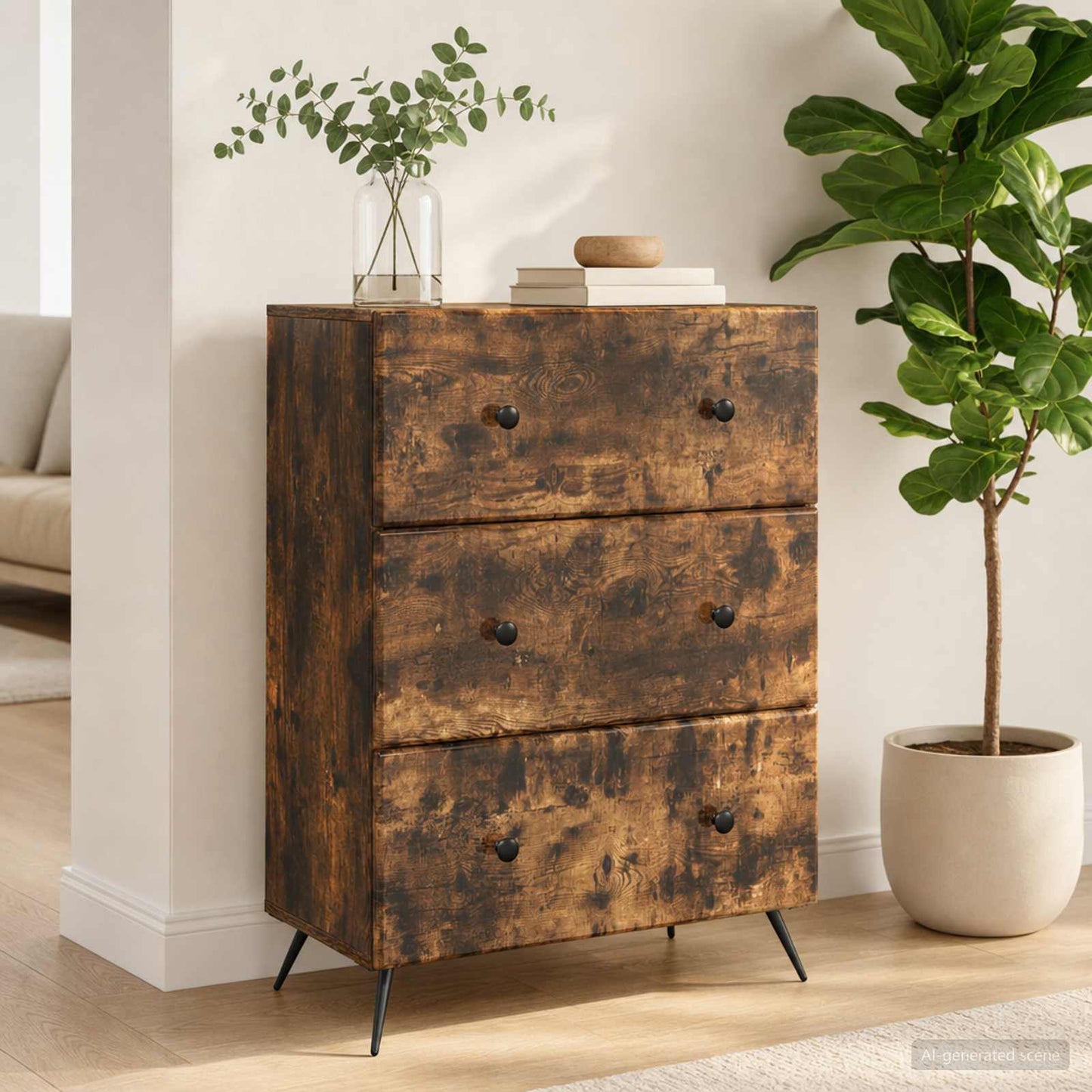Mobile con Cassetti Rovere Fumo 66 x 34,5 x 90 cm