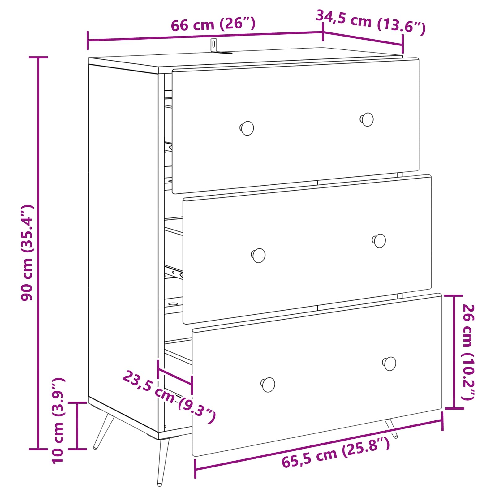 Mobile con Cassetti Grigio Sonoma 66 x 34,5 x 90 cm | homemem39