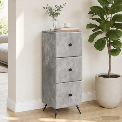 Mobile con Cassetti Grigio Cemento 33 x 34,5 x 90 cm