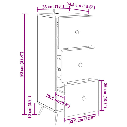 Mobile con Cassetti Grigio Sonoma 33 x 34,5 x 90 cm | homemem39