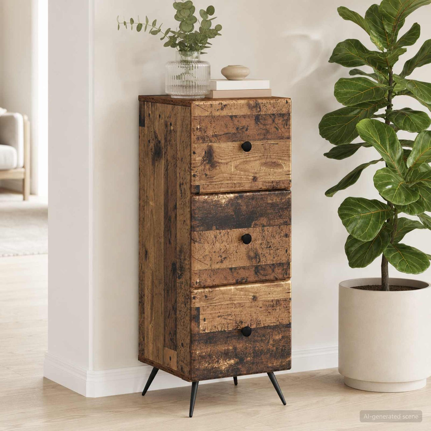 Mobile con Cassetti Legno antico 33 x 34,5 x 90 cm