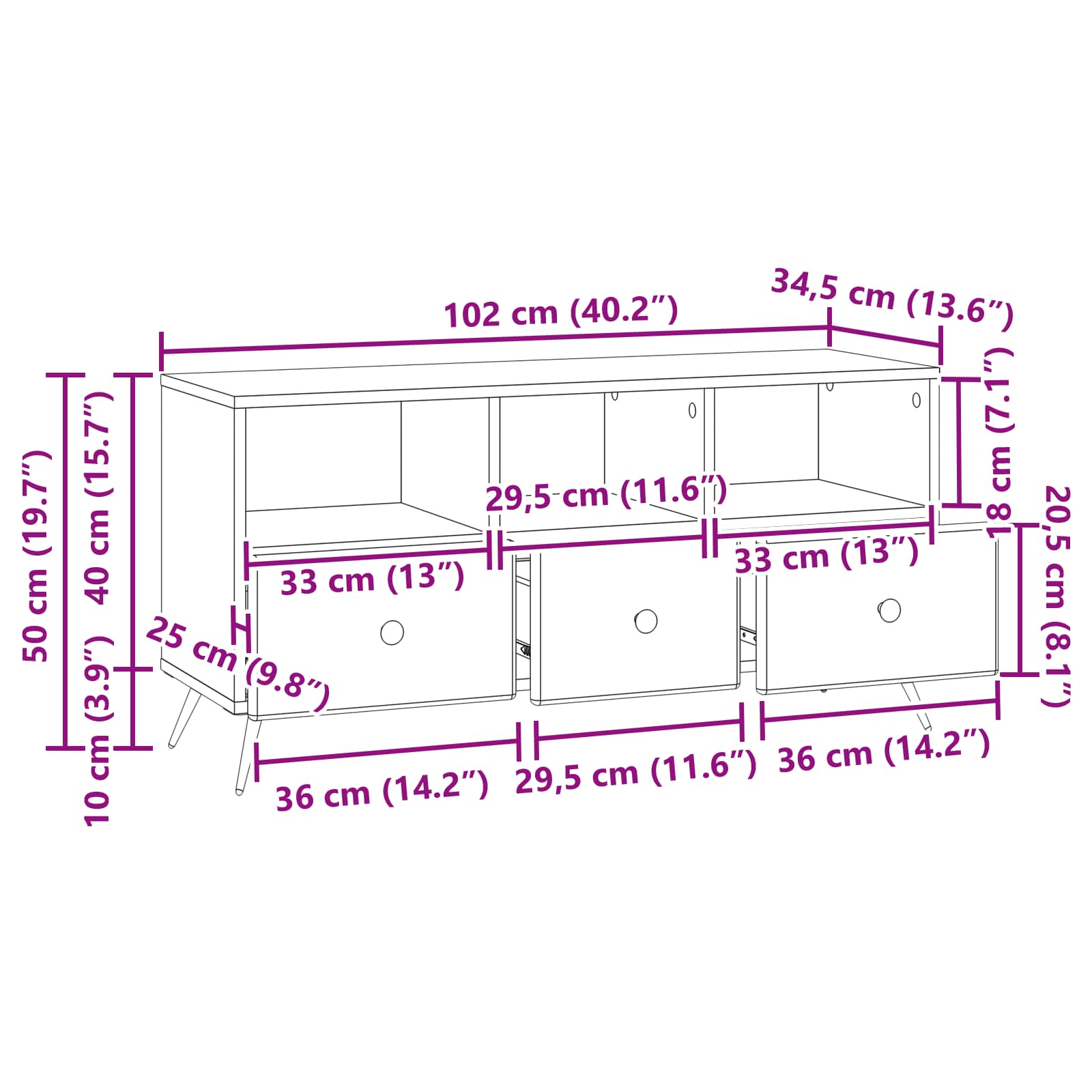 Mobile TV Rovere Sonoma 102 x 34,5 x 50 cm Legno ingegnerizzato | homemem39