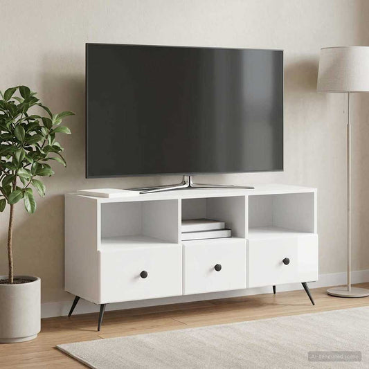 Mobile TV Bianco Lucido 102 x 34,5 x 50 cm Legno ingegnerizzato