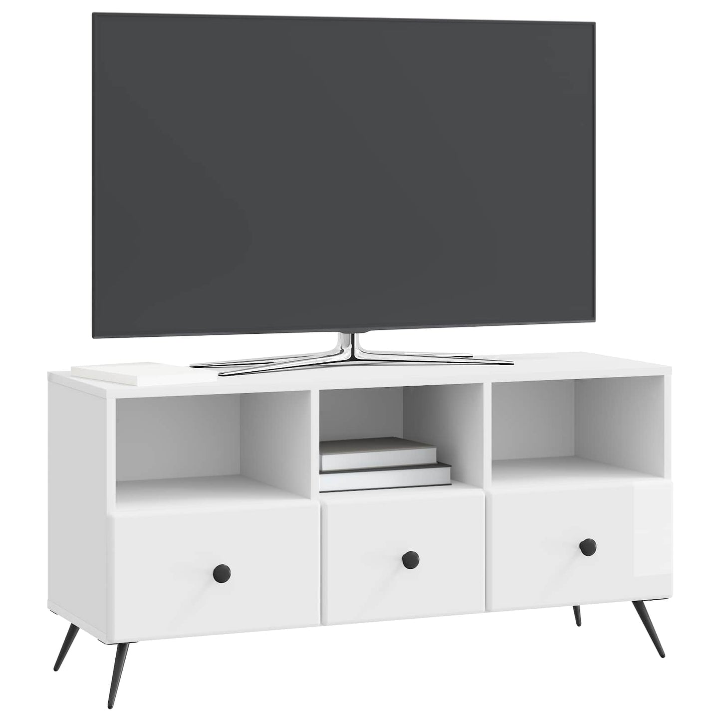 Mobile TV Bianco Lucido 102 x 34,5 x 50 cm Legno ingegnerizzato | homemem39