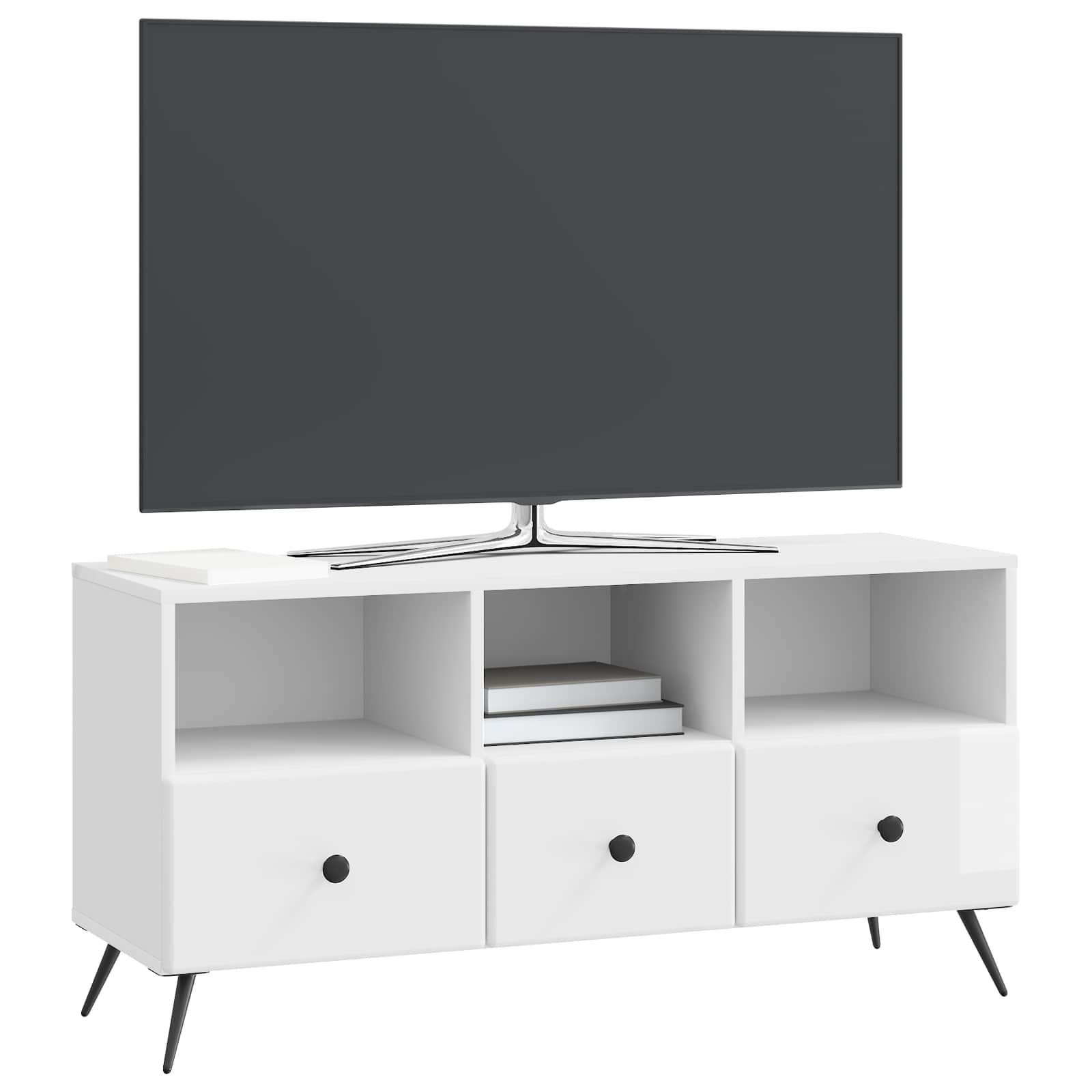 Mobile TV Bianco Lucido 102 x 34,5 x 50 cm Legno ingegnerizzato | homemem39