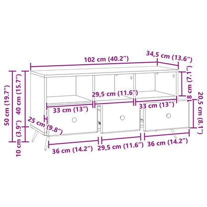 Mobile TV con cassetto Rovere Artigianale 102 x 34,5 x 50 cm | homemem39