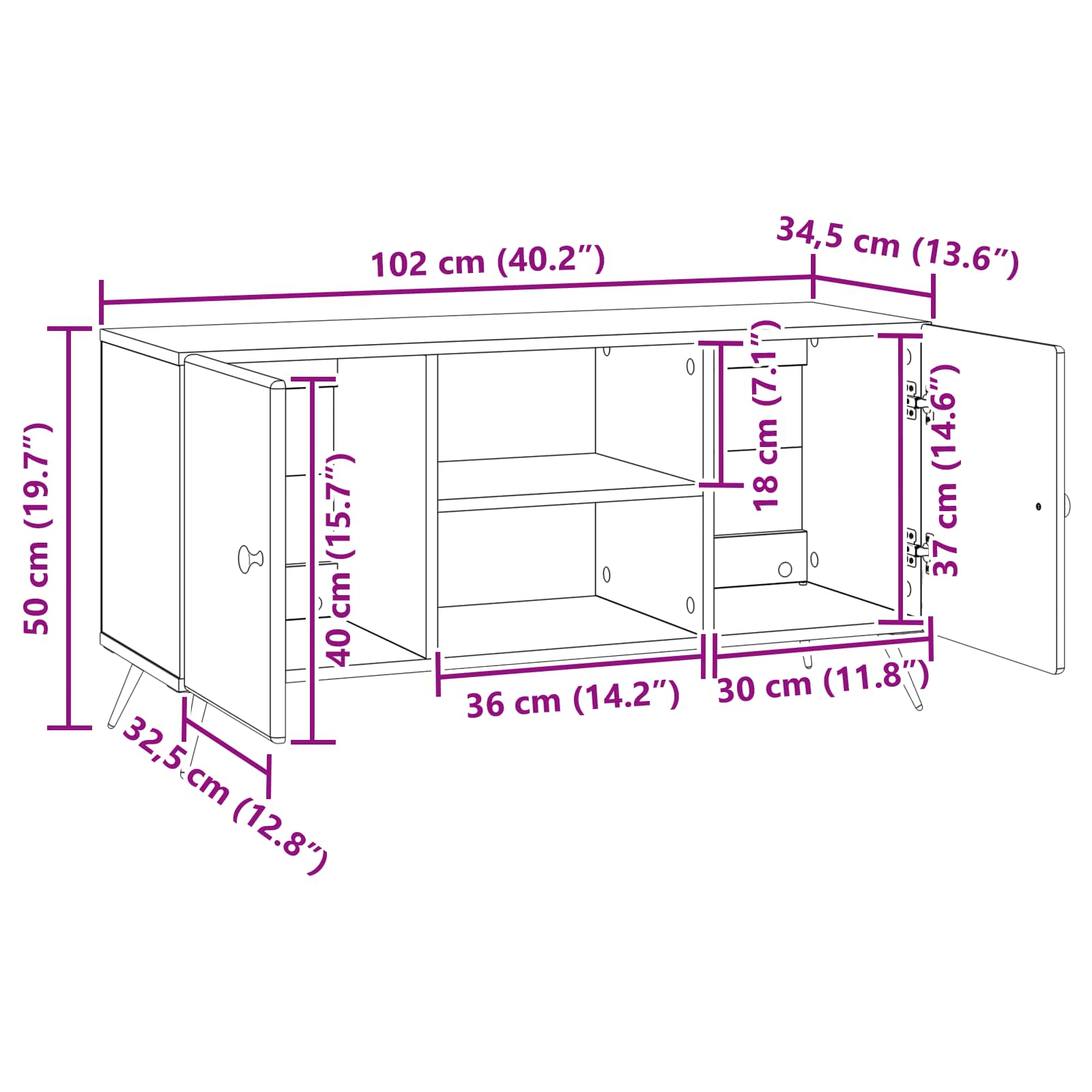 Mobile TV Rovere Sonoma 102 x 34,5 x 50 cm Legno ingegnerizzato | homemem39