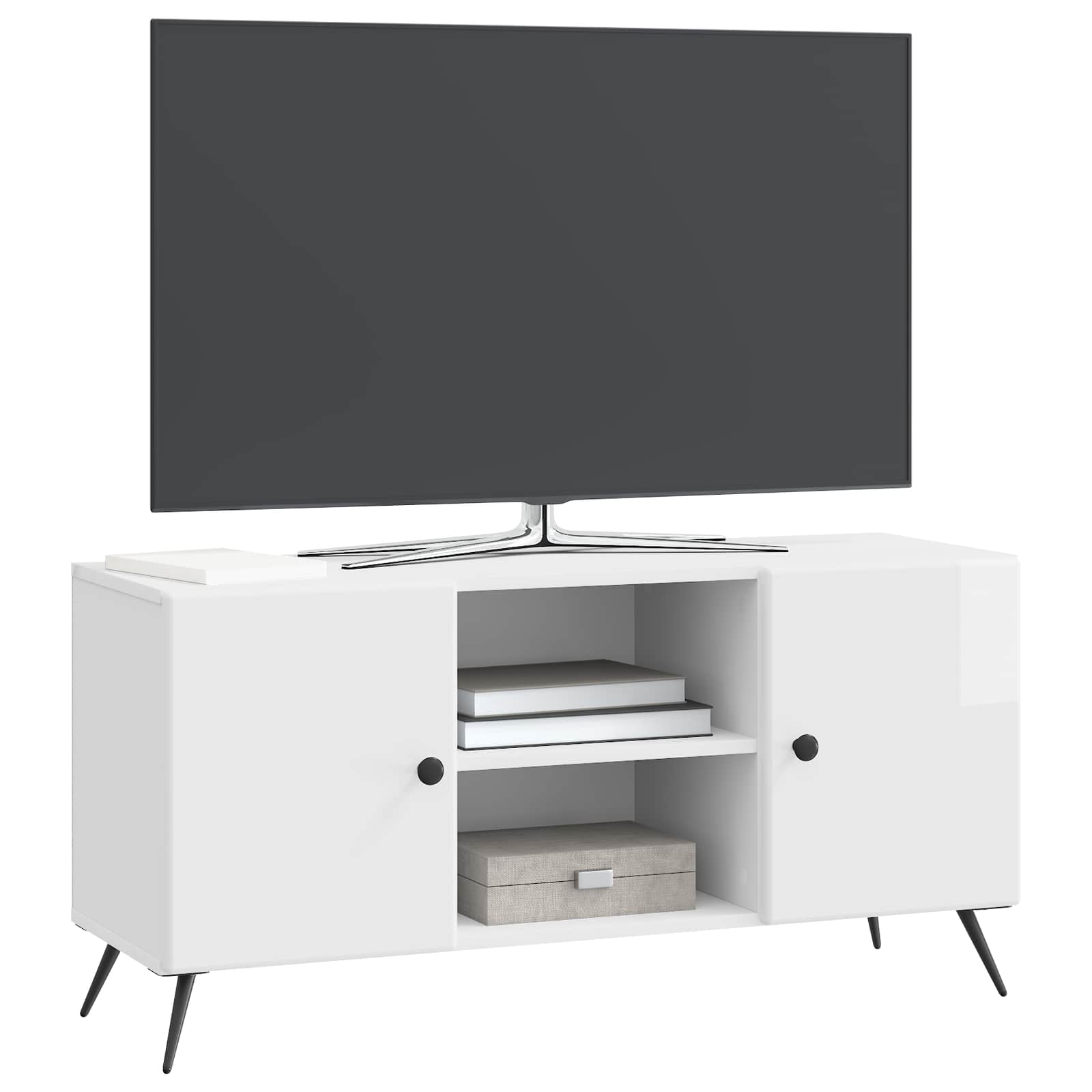 Mobile TV Bianco Lucido 102 x 34,5 x 50 cm Legno ingegnerizzato | homemem39
