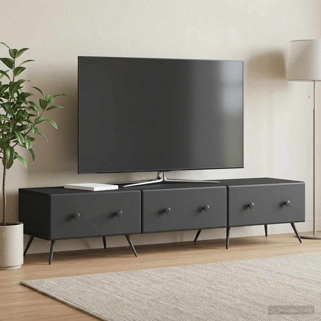 Mobile TV Nero 147 x 34,5 x 30 cm Legno ingegnerizzato