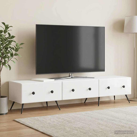 Mobile TV Bianco Lucido 147 x 34,5 x 30 cm Legno ingegnerizzato