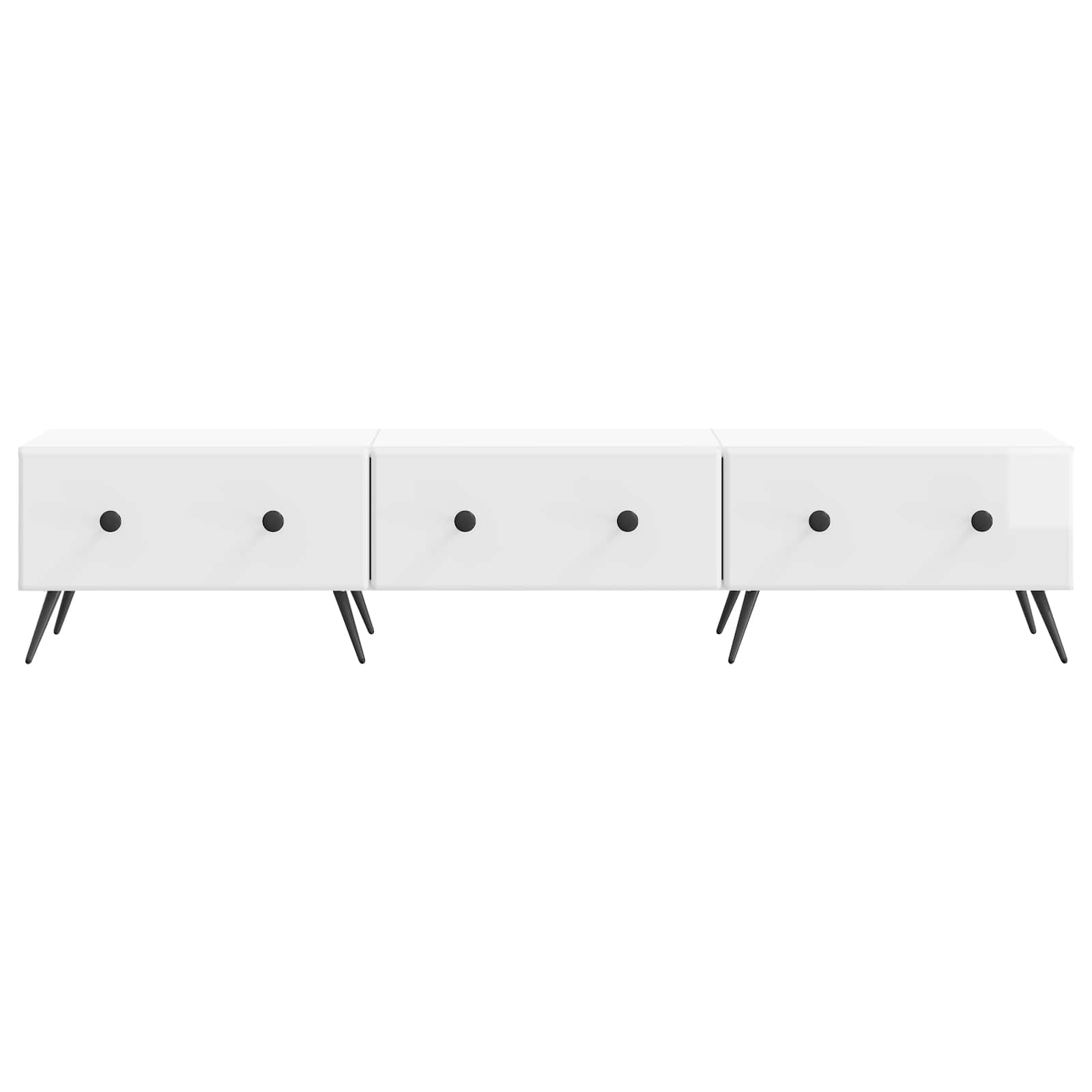 Mobile TV Bianco Lucido 147 x 34,5 x 30 cm Legno ingegnerizzato | homemem39