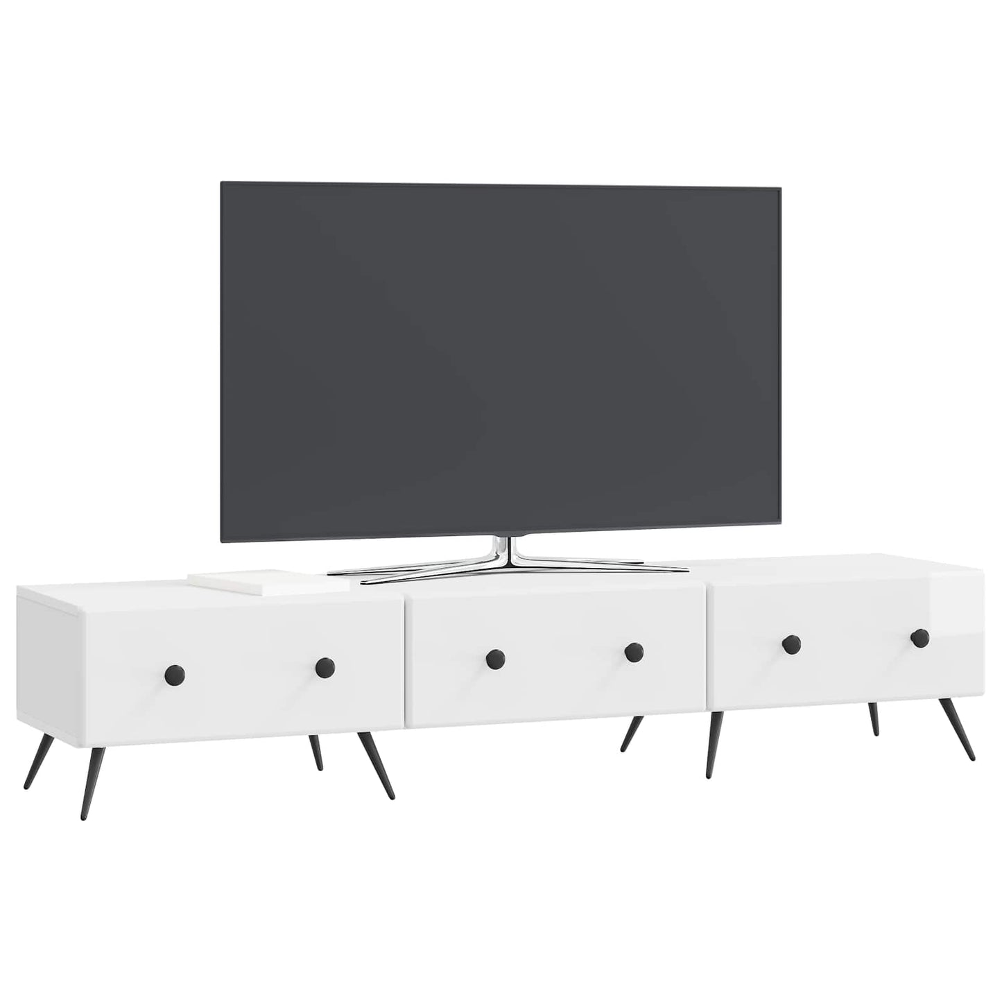 Mobile TV Bianco Lucido 147 x 34,5 x 30 cm Legno ingegnerizzato | homemem39