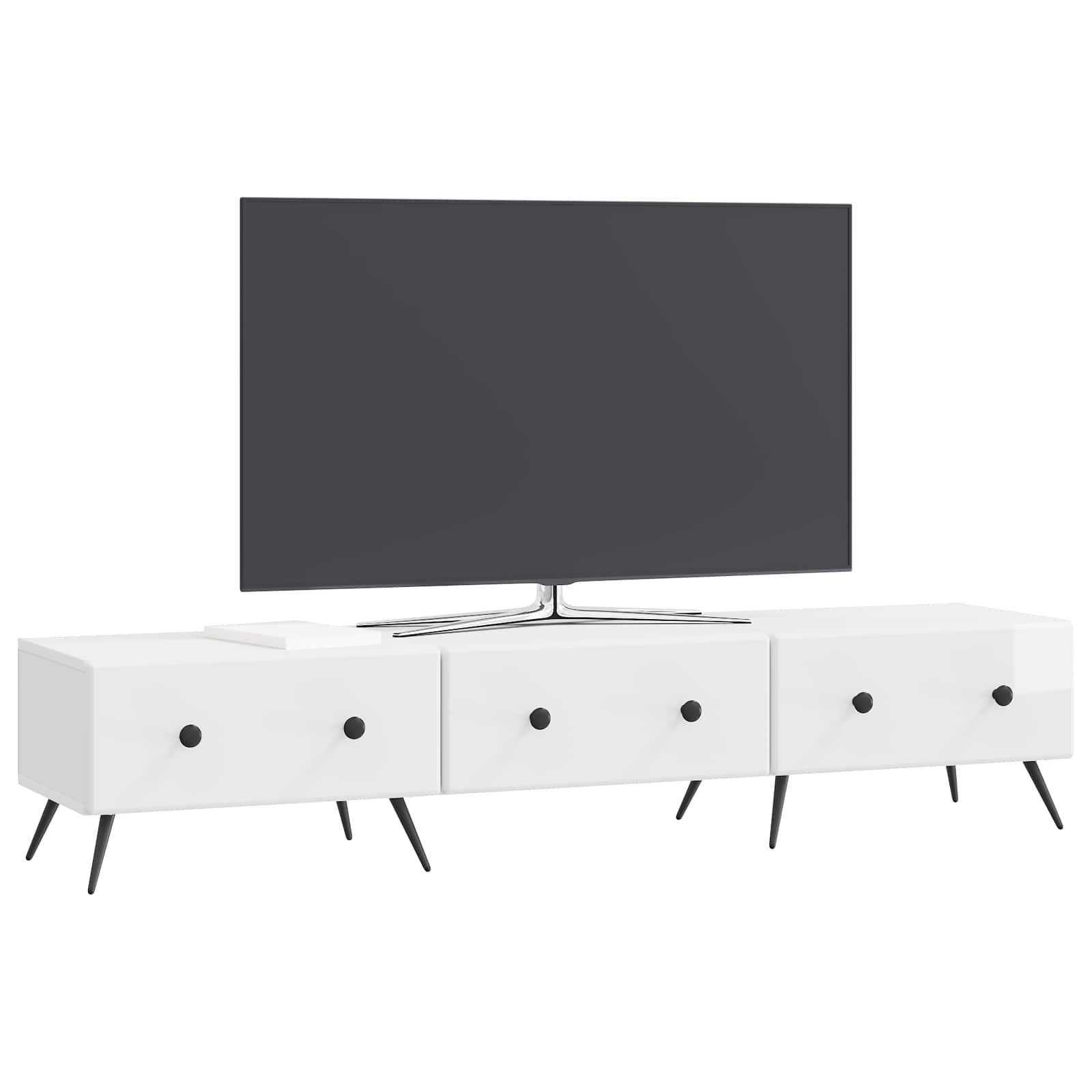 Mobile TV Bianco Lucido 147 x 34,5 x 30 cm Legno ingegnerizzato | homemem39