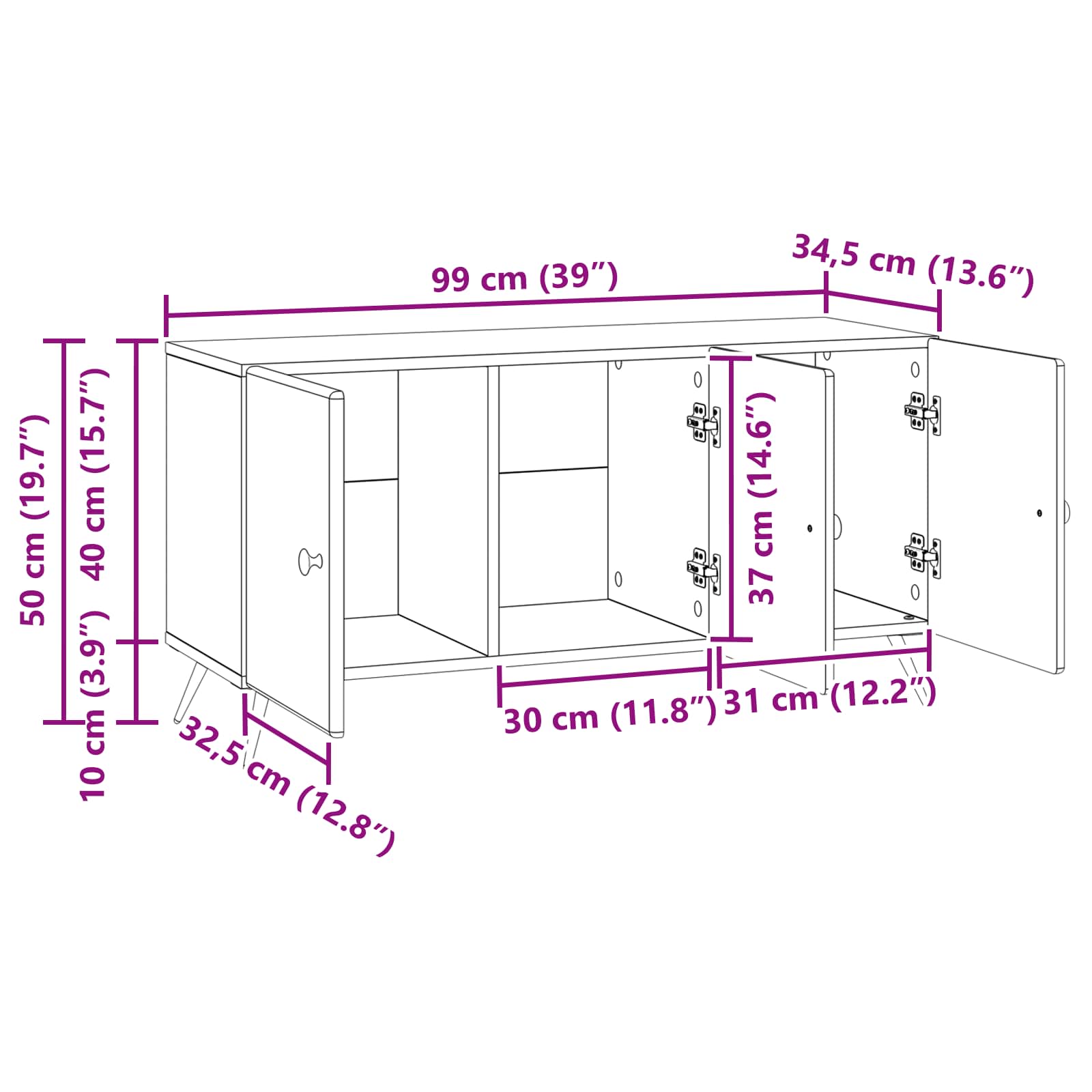 Mobile TV Rovere Sonoma 99 x 34,5 x 50 cm Legno ingegnerizzato | homemem39