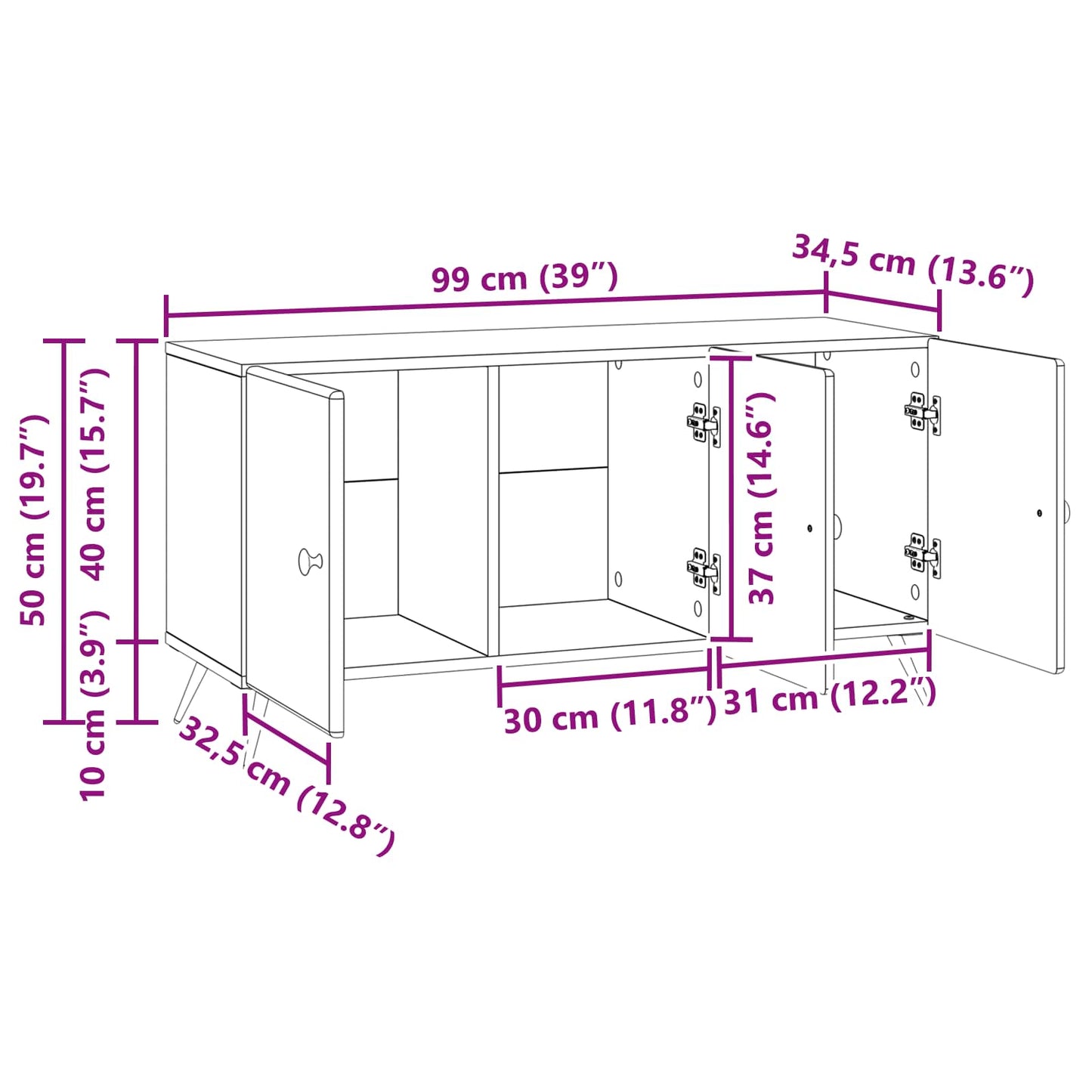 Mobile TV Bianco Lucido 99 x 34,5 x 50 cm Legno ingegnerizzato | homemem39
