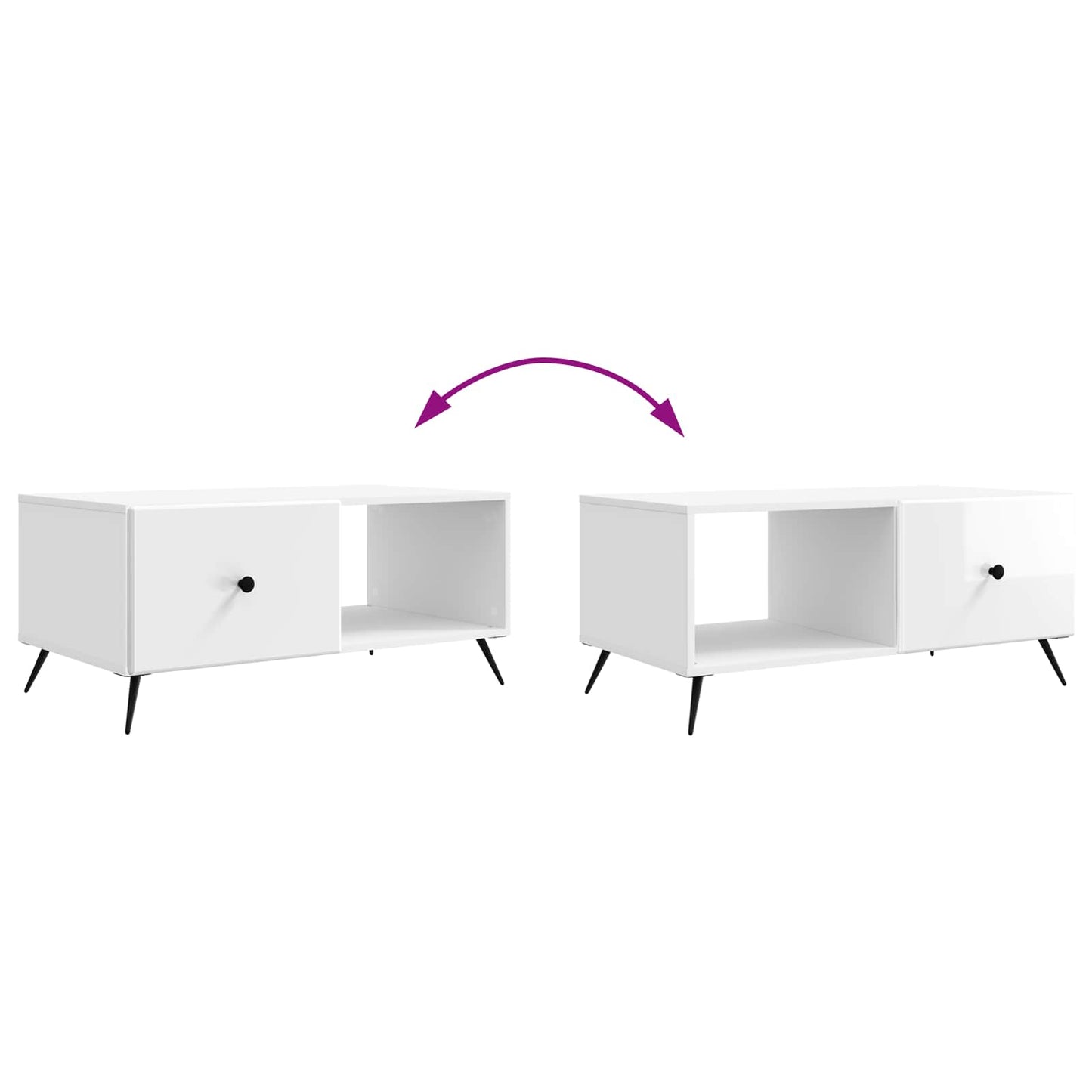 Tavolino da salotto Bianco Lucido 90 x 50 x 40 cm | homemem39