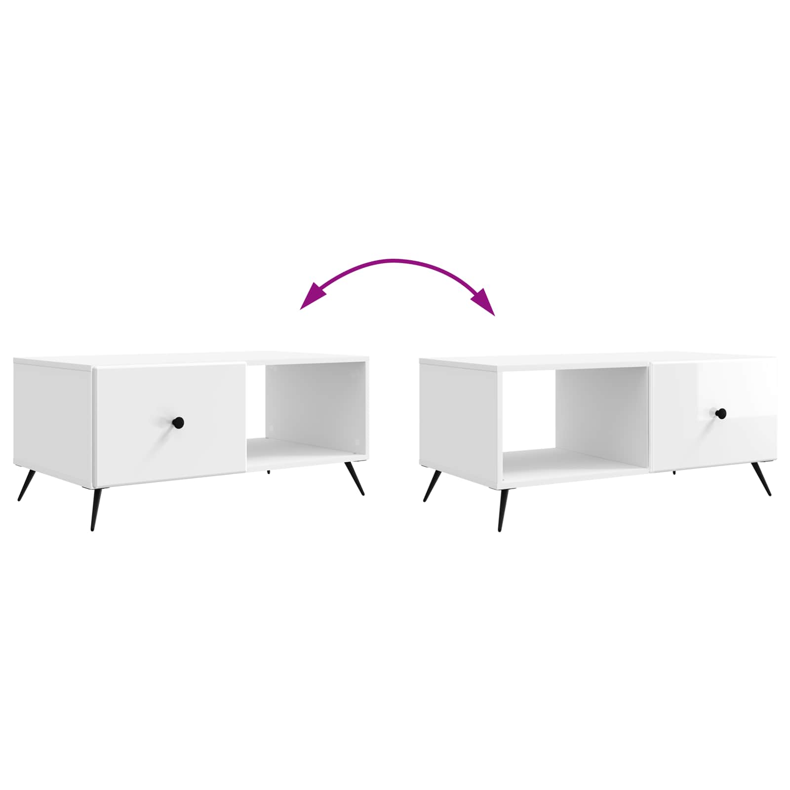 Tavolino da salotto Bianco Lucido 90 x 50 x 40 cm | homemem39