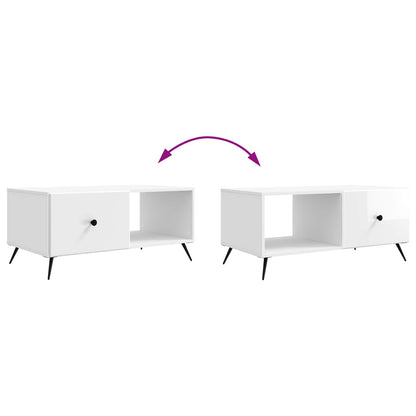 Tavolino da salotto Bianco Lucido 90 x 50 x 40 cm | homemem39
