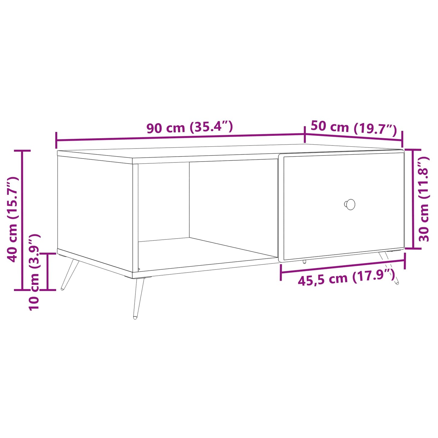 Tavolino da salotto Rovere Fumo 90 x 50 x 40 cm | homemem39