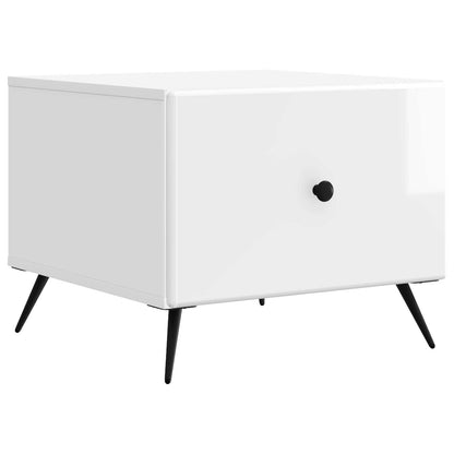 Tavolino da salotto con cassetto Bianco Lucido 49 x 50 x 40 cm | homemem39