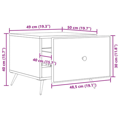Tavolino da salotto con cassetto Legno antico 49 x 50 x 40 cm | homemem39