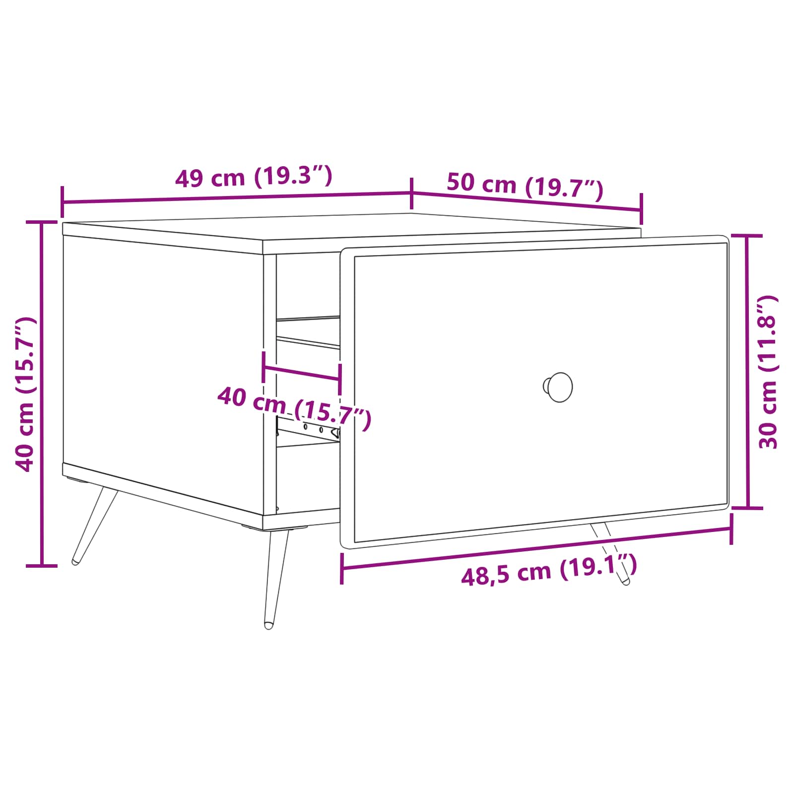 Tavolino da salotto Rovere Artigianale 49 x 50 x 40 cm | homemem39