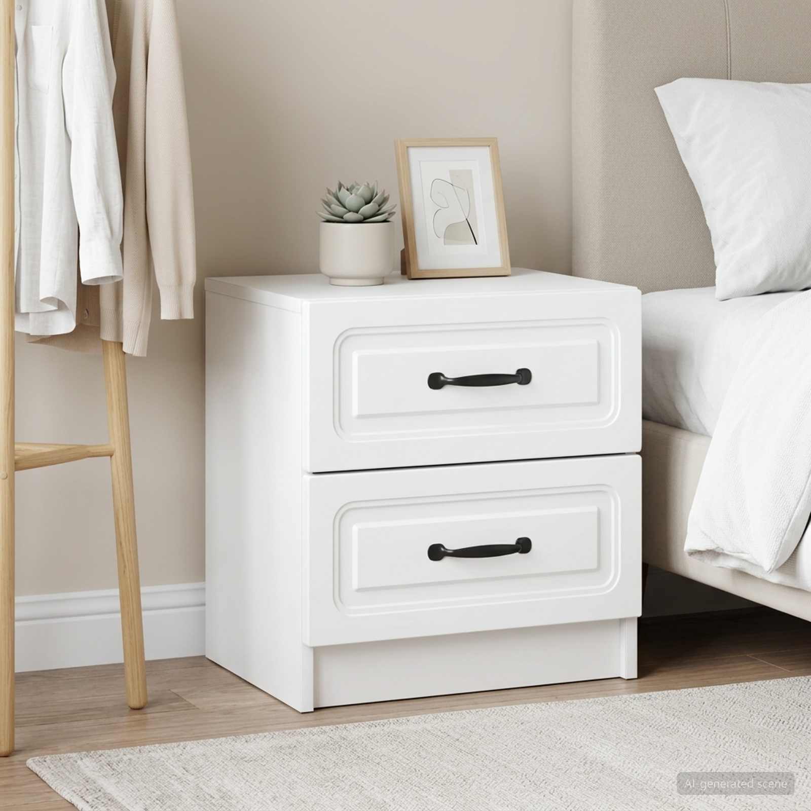 Armadio da Notte con cassetto 2 pcs Bianco 43 x 34,5 x 44,5 cm | homemem39