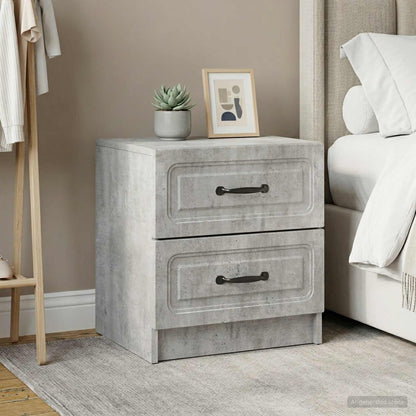 Armadio da Notte 2 pz Grigio Cemento 43 x 34,5 x 44,5 cm