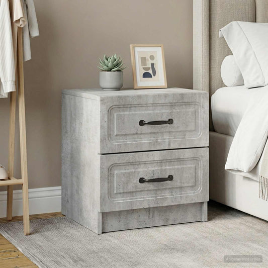 Armadio da Notte 2 pz Grigio Cemento 43 x 34,5 x 44,5 cm