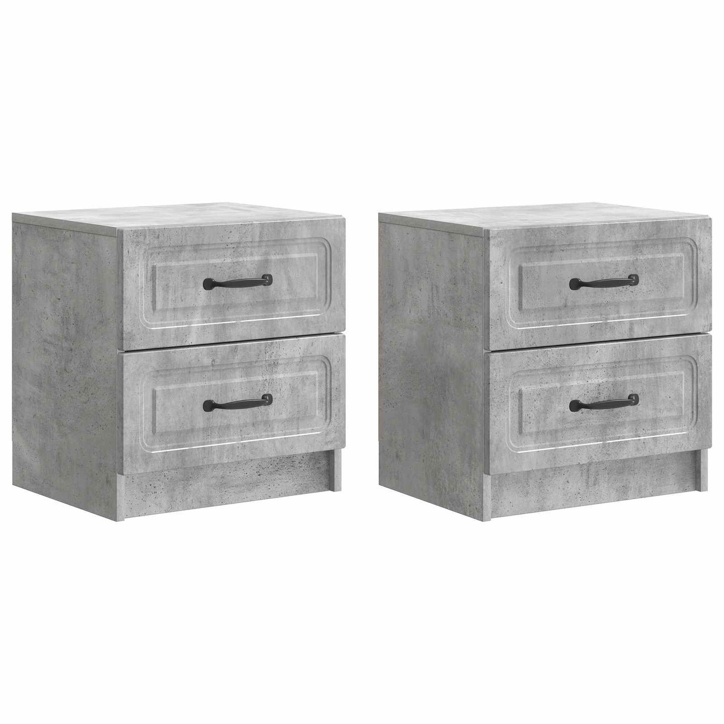 Armadio da Notte 2 pz Grigio Cemento 43 x 34,5 x 44,5 cm