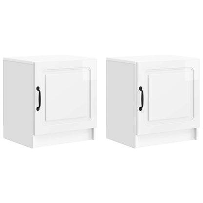 Armadio da Notte 2 pz Bianco Lucido 43 x 34,5 x 47 cm