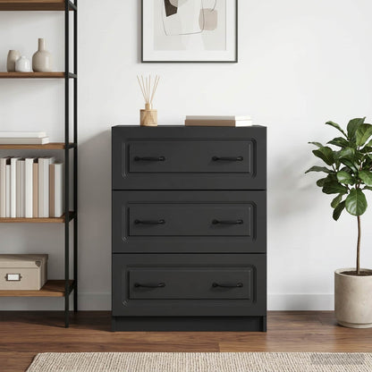 Mobile con Cassetti Nero 66 x 34,5 x 87 cm Legno ingegnerizzato