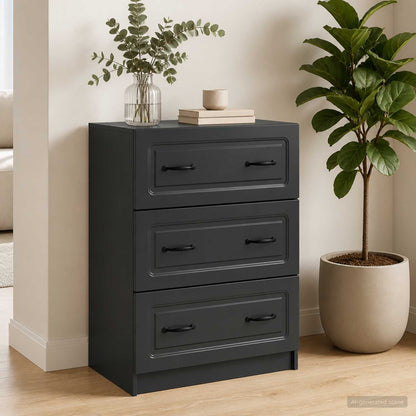 Mobile con Cassetti Nero 66 x 34,5 x 87 cm Legno ingegnerizzato