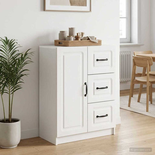 Credenza Bianco Lucido 66 x 34,5 x 87 cm Legno ingegnerizzato