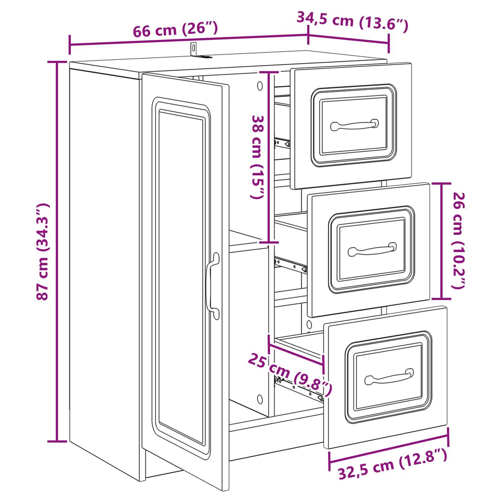 Credenza Rovere Fumo 66 x 34,5 x 87 cm Legno ingegnerizzato | homemem39