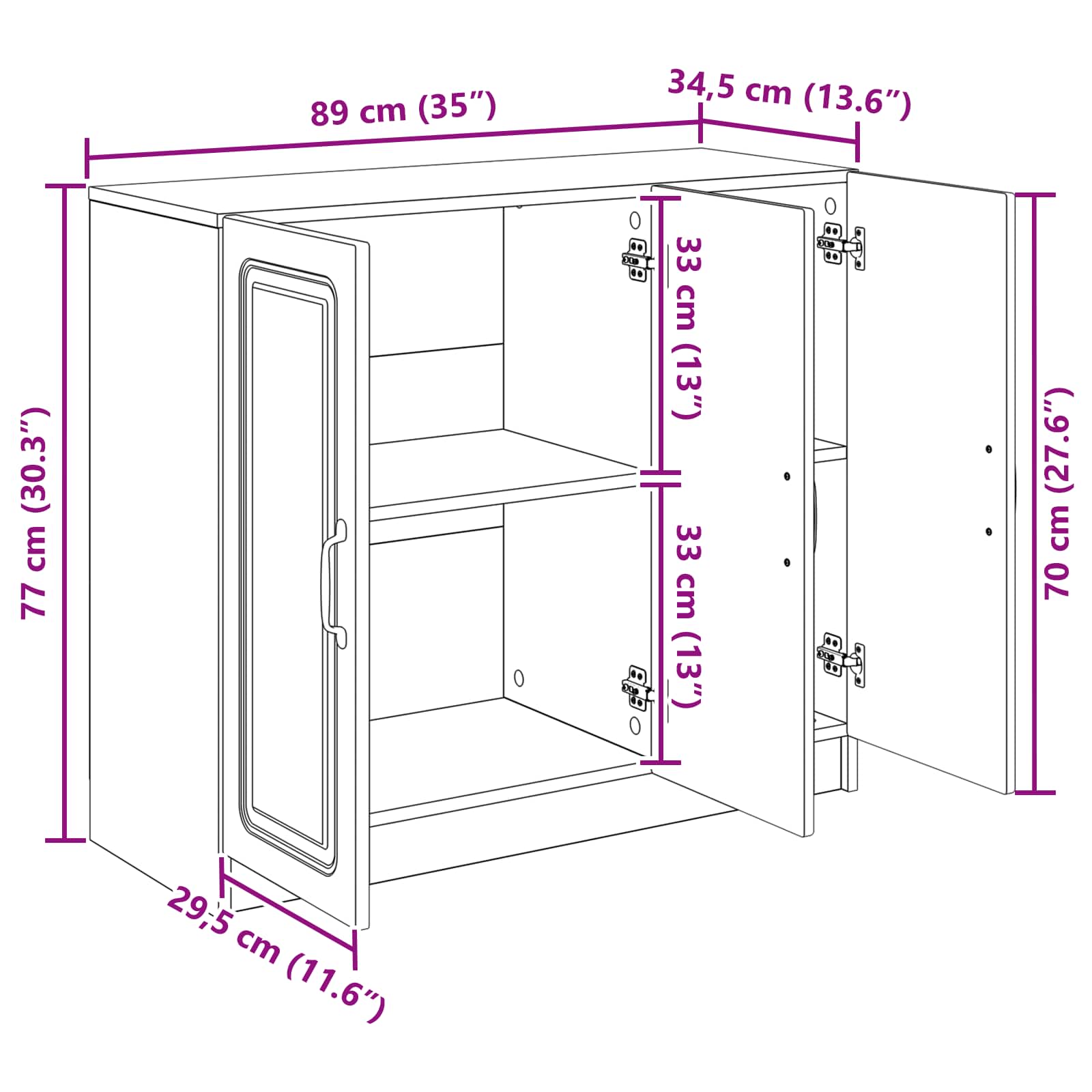 Credenza Rovere Fumo 89 x 34,5 x 77 cm Legno ingegnerizzato | homemem39