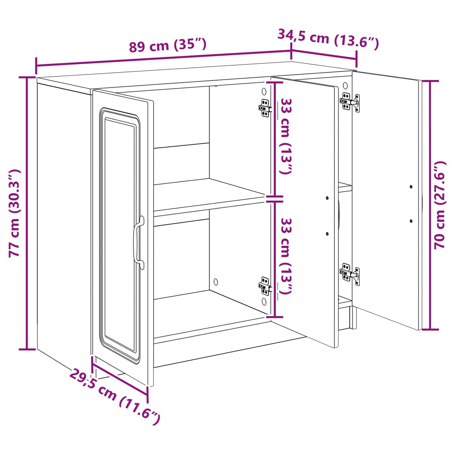 Credenza Legno antico 89 x 34,5 x 77 cm Legno ingegnerizzato | homemem39